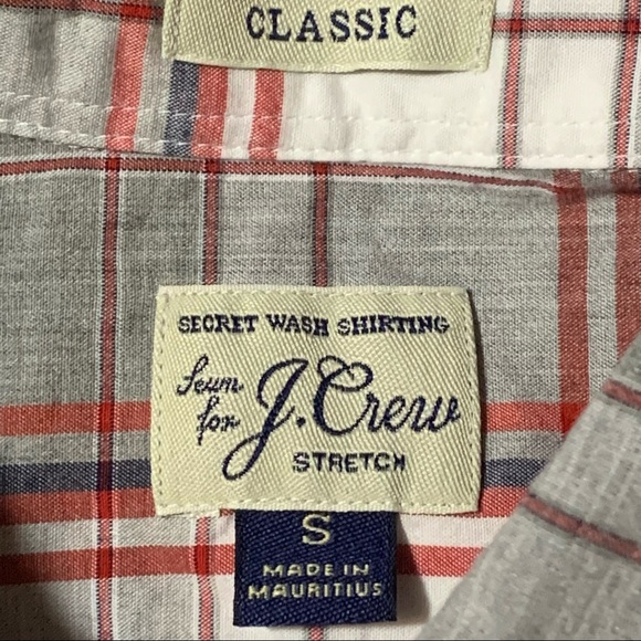 J Crew Mens Classic Fit Stretch Secret Wash Plaid Size Small Long Sleeve Gray - Picture 4 of 9